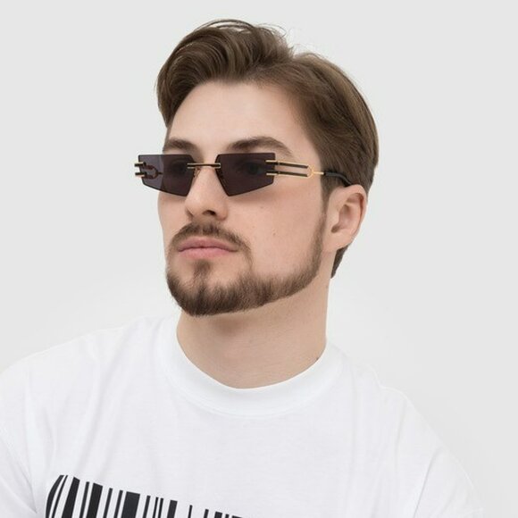 Balmain FIXE BPS-123A-54 Men BRAND NEW Sunglasses Titanium Gold Grey Geometric - Picture 1 of 13